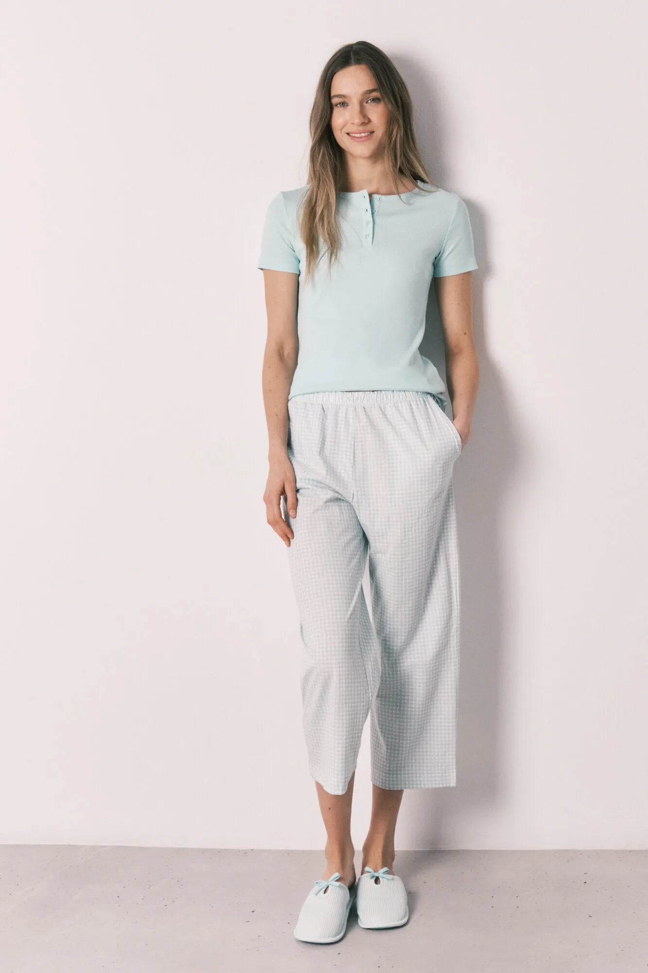 Women Secret Green Women Green Short Sleeve Gingham Print Pyjamas SKU: 3593039_28 Image 03