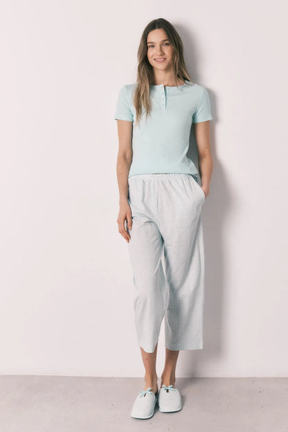 Women Secret Green Women Green Short Sleeve Gingham Print Pyjamas SKU: 3593039_28 Image 03