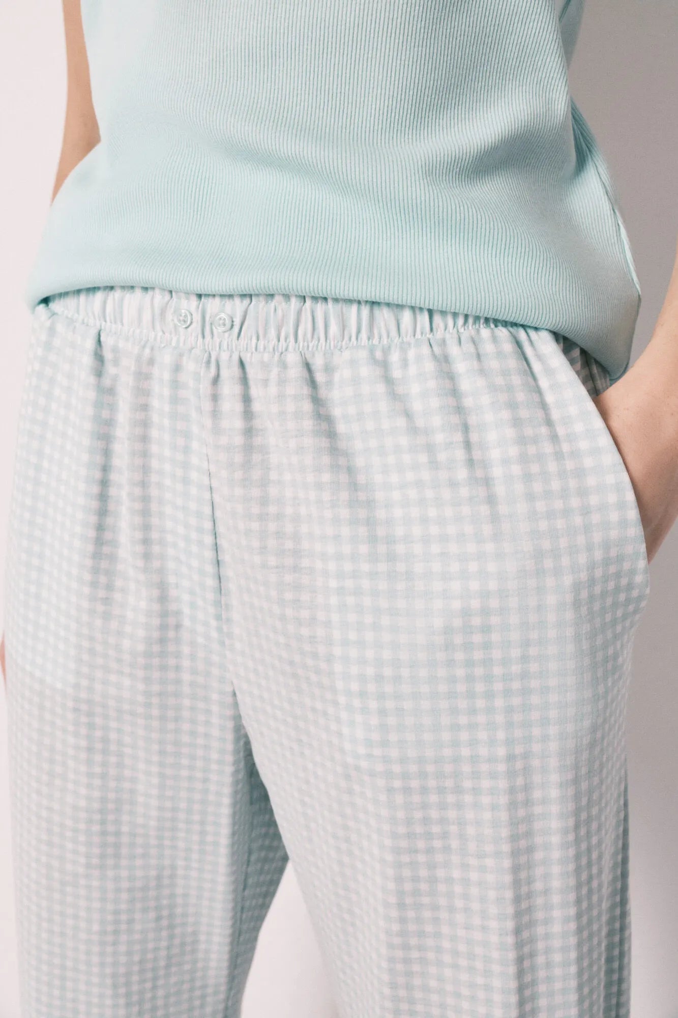 Women Secret Green Women Green Short Sleeve Gingham Print Pyjamas SKU: 3593039_28 Image 05