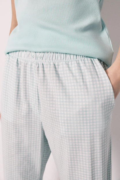 Women Secret Green Women Green Short Sleeve Gingham Print Pyjamas SKU: 3593039_28 Image 05