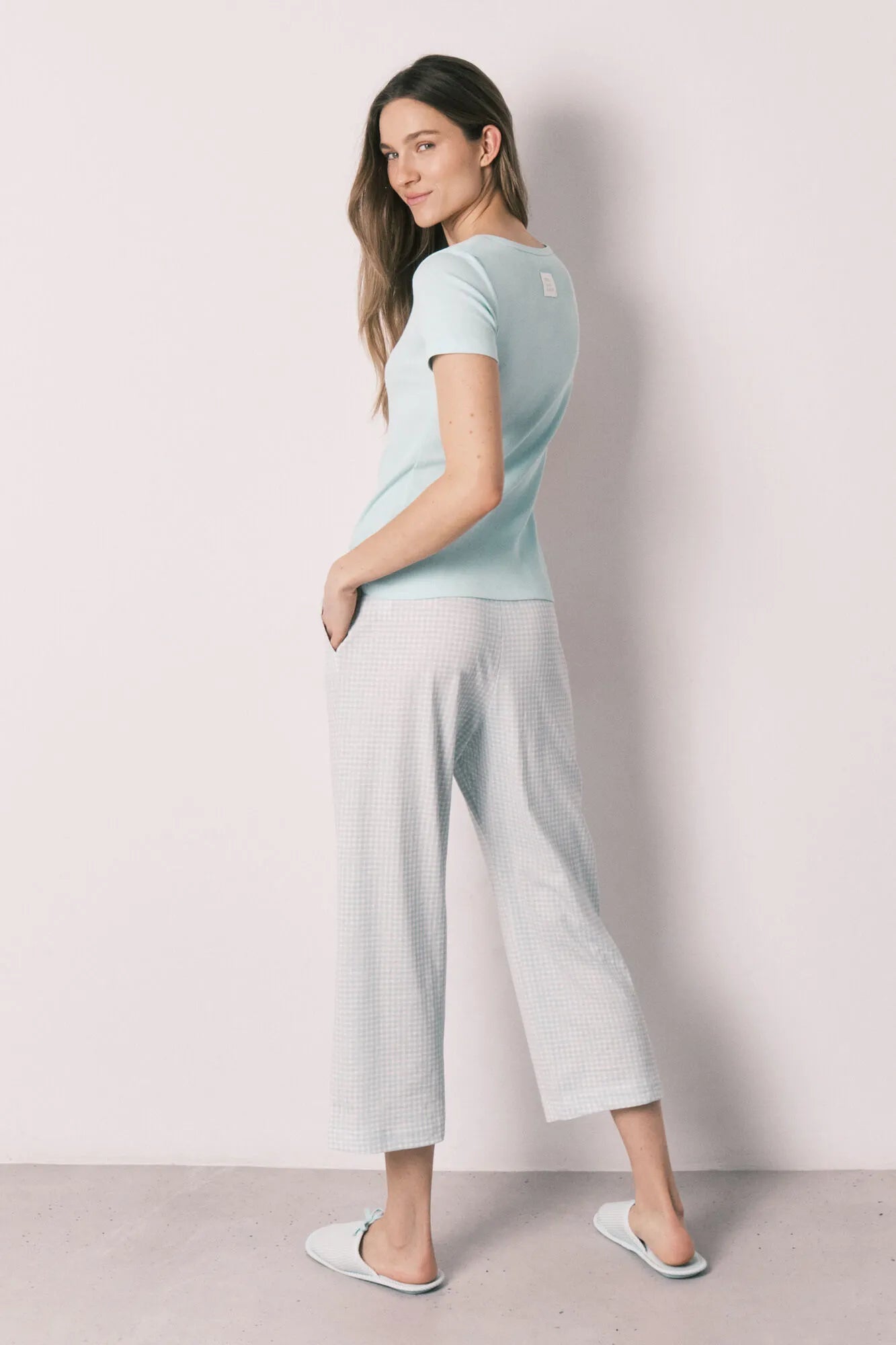 Women Secret Green Women Green Short Sleeve Gingham Print Pyjamas SKU: 3593039_28 Image 06