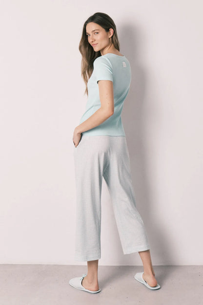 Women Secret Green Women Green Short Sleeve Gingham Print Pyjamas SKU: 3593039_28 Image 06