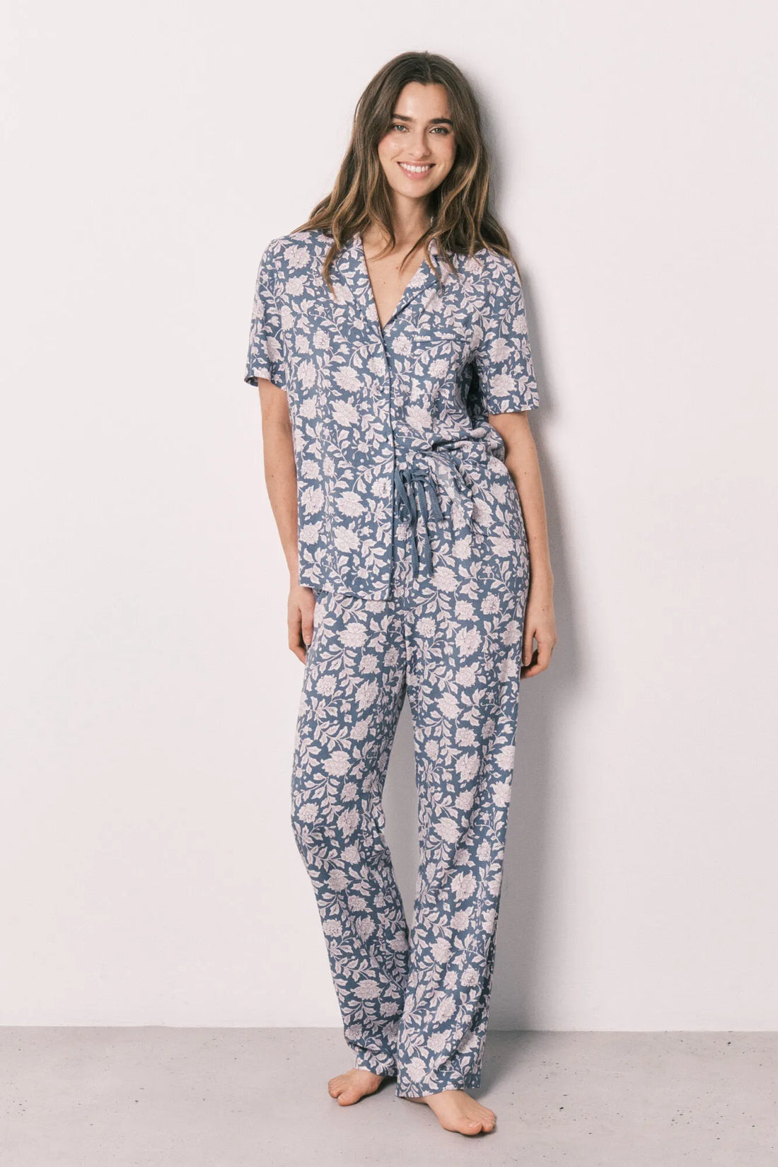 Women Secret Blue Print Women Viscose Floral Print Classic Pyjamas SKU: 3593041_19 Image 02
