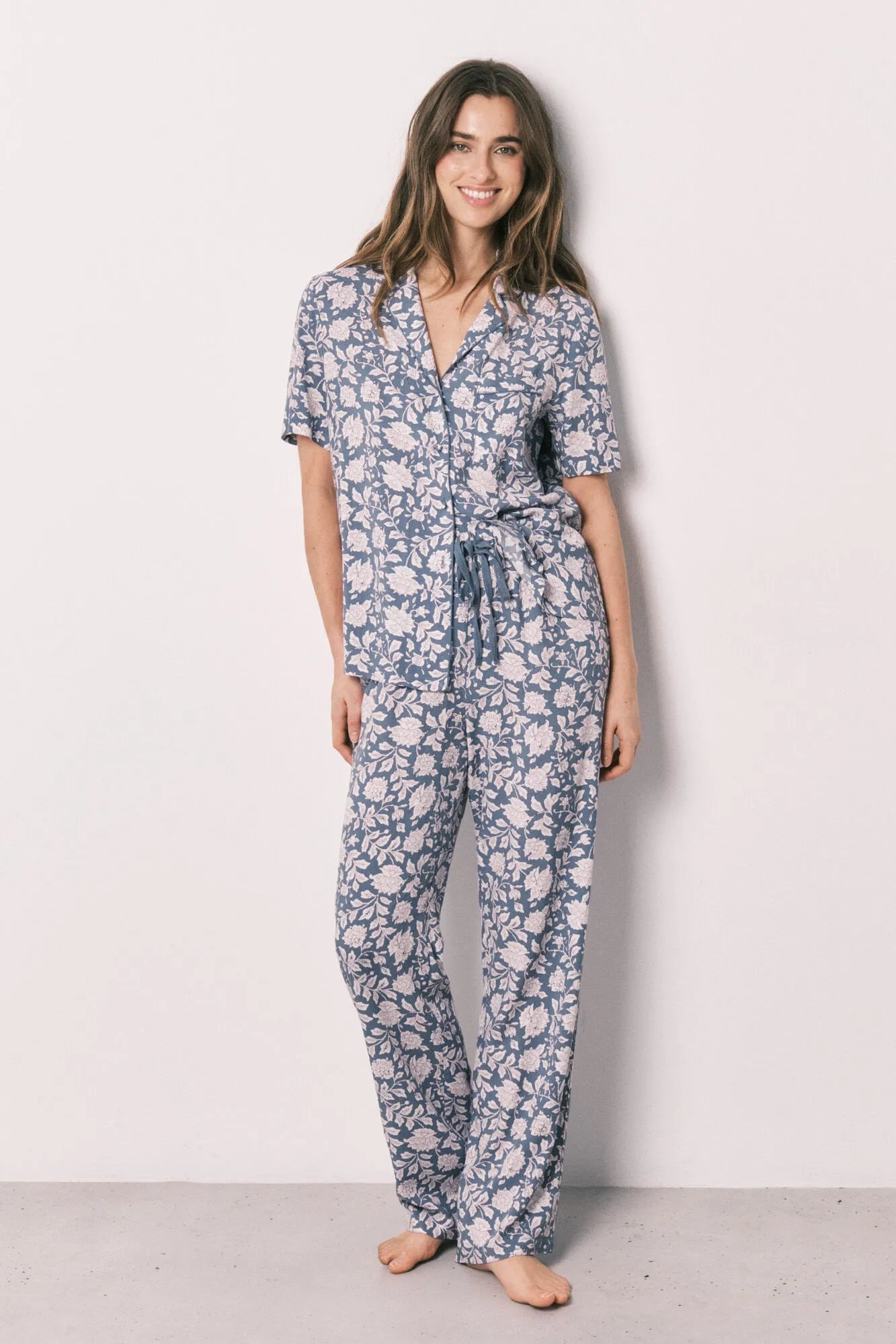 Women Secret Blue Print Women Viscose Floral Print Classic Pyjamas SKU: 3593041_19 Image 02