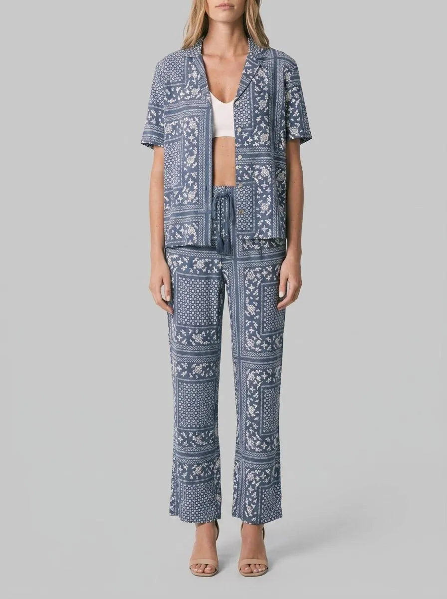 Women Secret Blue Print Women Blue Bandana Print Short Sleeve Classic Pyjamas SKU: 3593042_19 Image 00