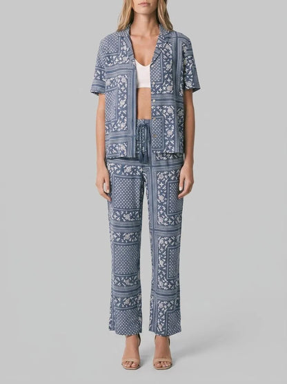 Women Secret Blue Print Women Blue Bandana Print Short Sleeve Classic Pyjamas SKU: 3593042_19 Image 00