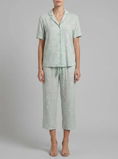Women Secret Green Print Women Green Bandana Print Short Sleeve Classic Pyjamas SKU: 3593043_29 Image 00