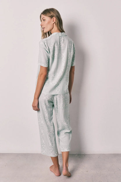 Women Secret Green Print Women Green Bandana Print Short Sleeve Classic Pyjamas SKU: 3593043_29 Image 03