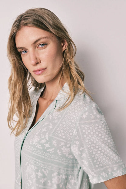 Women Secret Green Print Women Green Bandana Print Short Sleeve Classic Pyjamas SKU: 3593043_29 Image 06