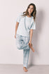 Women Secret Light Blue Women Blue 100% Cotton Plaid Pyjamas SKU: 3593047_17 Image 01