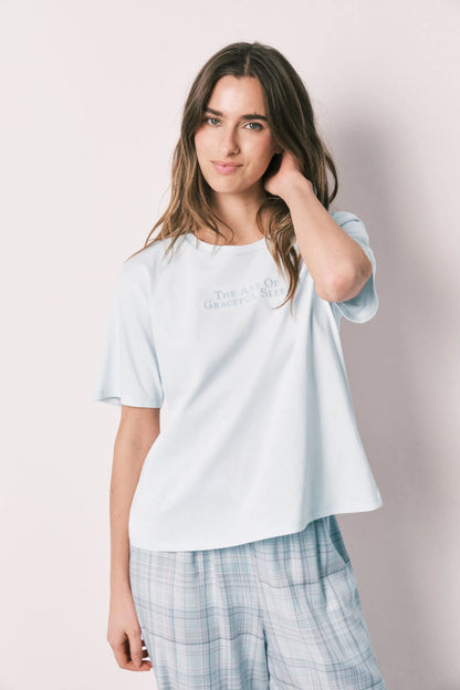 Women Secret Light Blue Women Blue 100% Cotton Plaid Pyjamas SKU: 3593047_17 Image 02