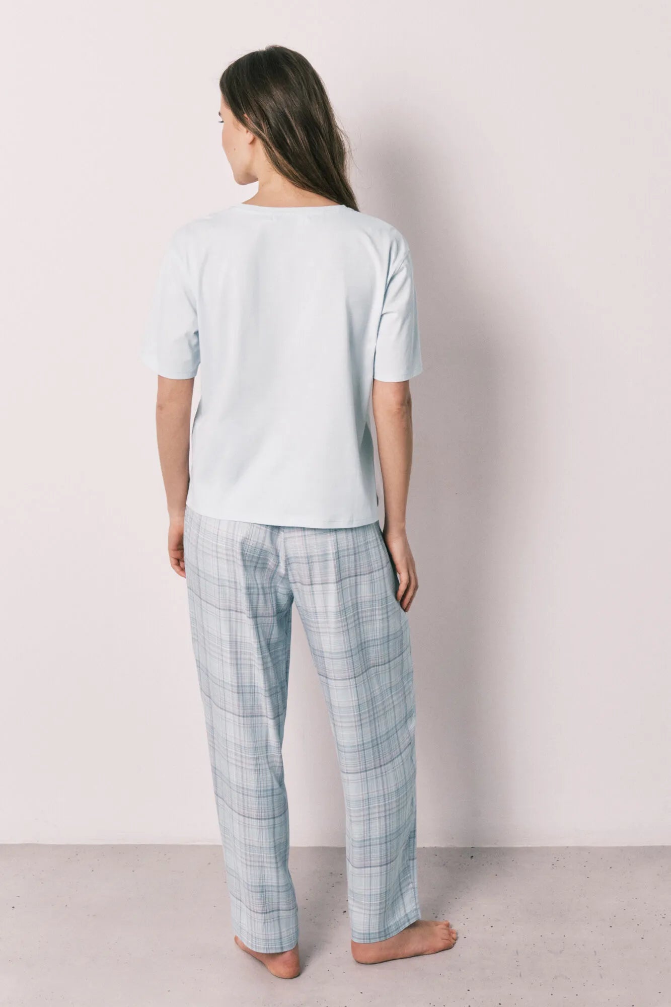 Women Secret Light Blue Women Blue 100% Cotton Plaid Pyjamas SKU: 3593047_17 Image 05