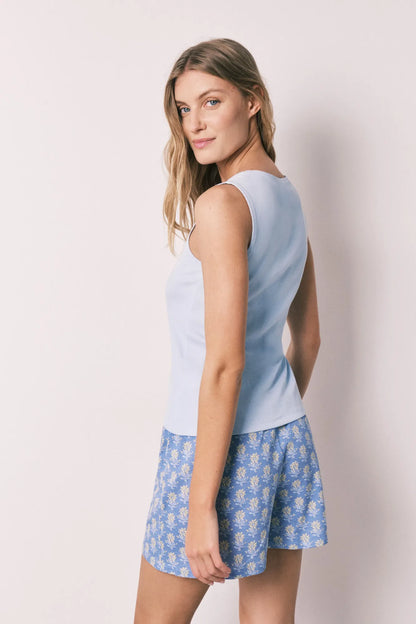 Women Secret Medium Blue Women Blue Cotton Short Pyjamas With Square Neckline SKU: 3593060_13 Image 05
