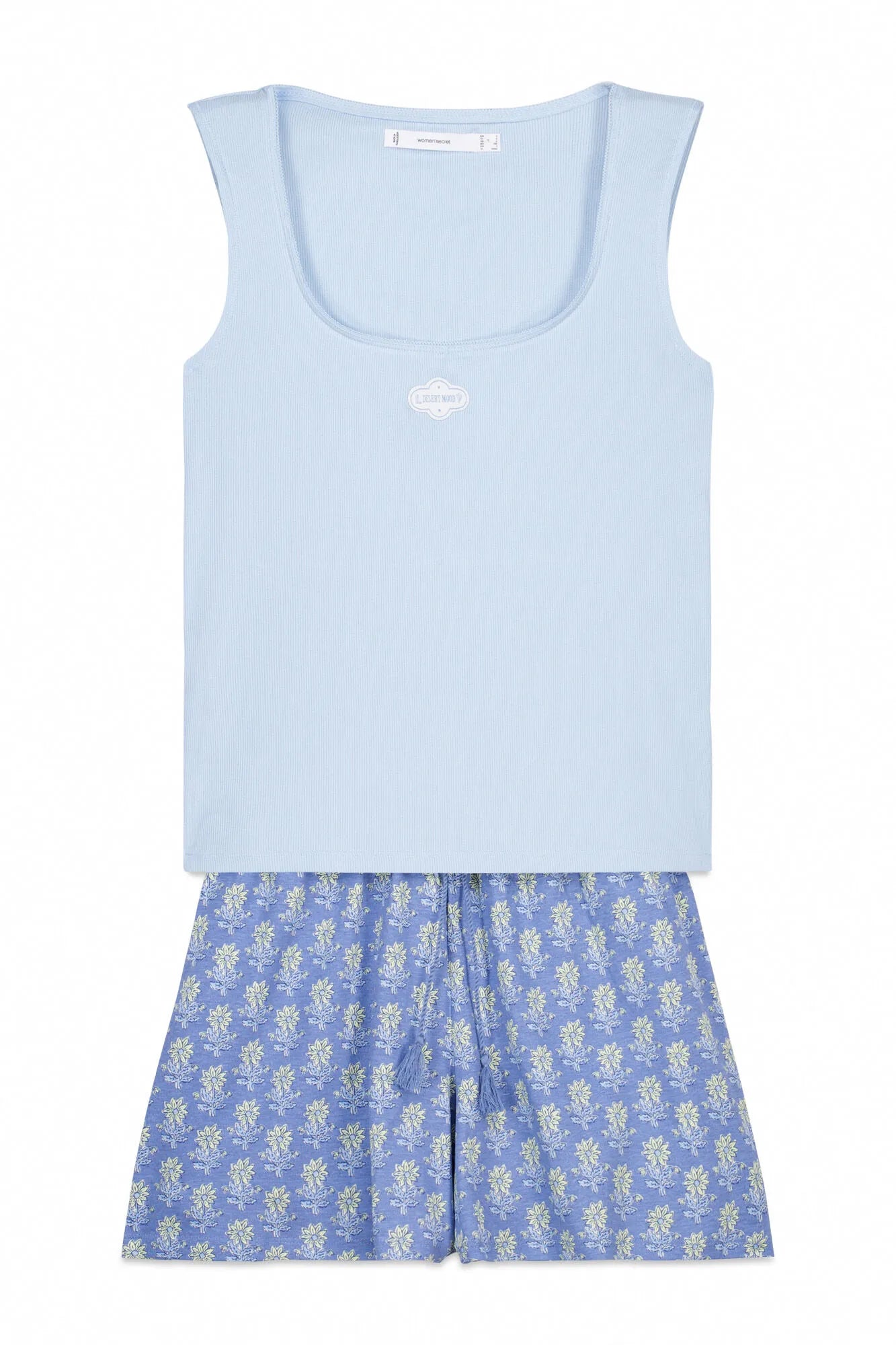 Women Secret Medium Blue Women Blue Cotton Short Pyjamas With Square Neckline SKU: 3593060_13 Image 07