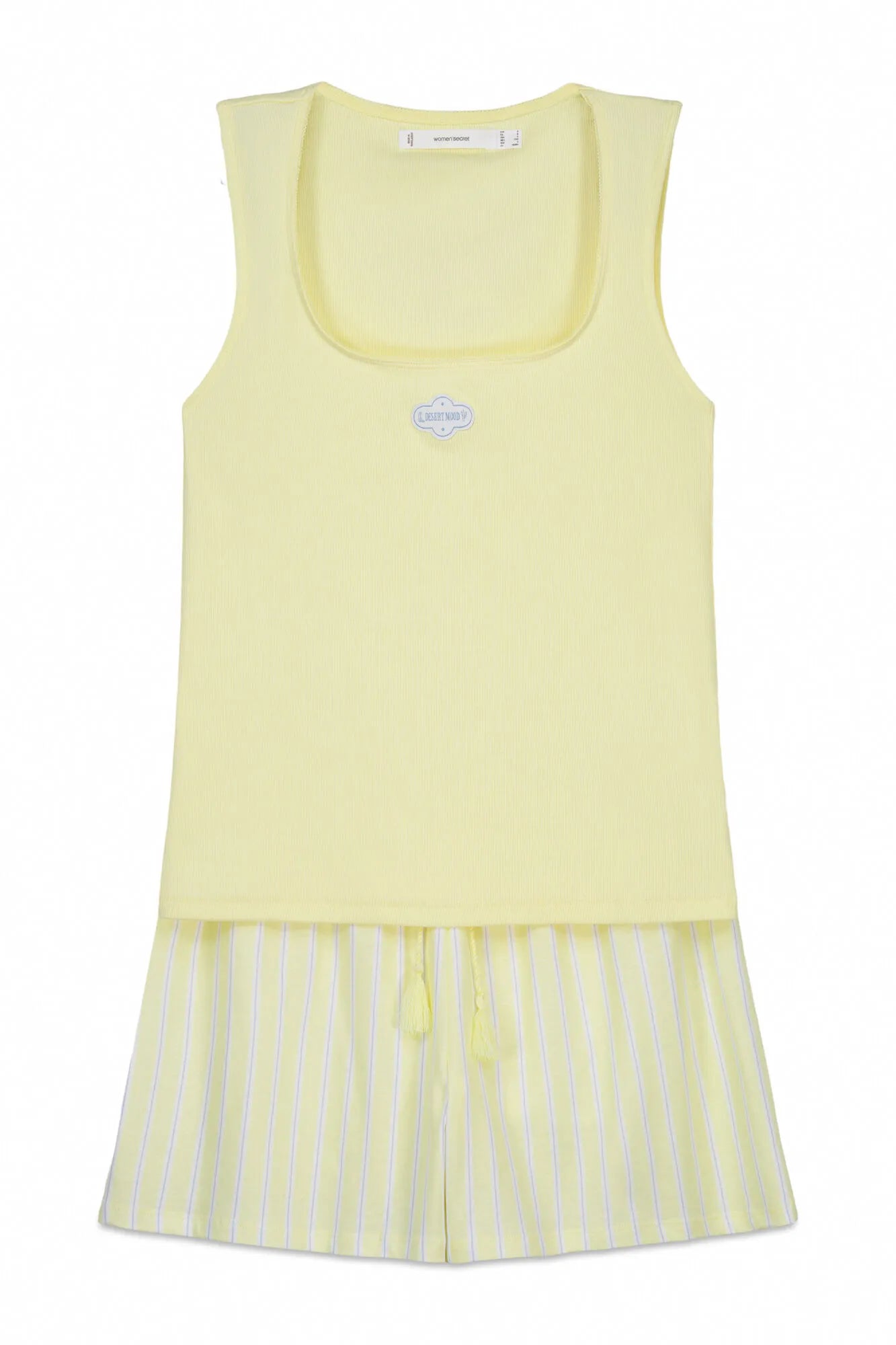 Women Secret Yellow Women Yellow Cotton Short Pyjamas With Square Neckline SKU: 3593061_04 Image 07