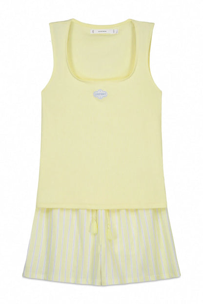 Women Secret Yellow Women Yellow Cotton Short Pyjamas With Square Neckline SKU: 3593061_04 Image 07
