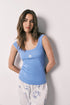 Women Secret Medium Blue Women Blue Cotton Long Pyjamas With Straps SKU: 3593064_13 Image 01