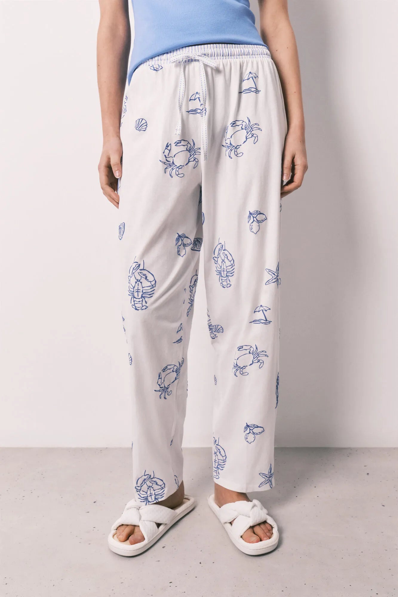 Women Secret Medium Blue Women Blue Cotton Long Pyjamas With Straps SKU: 3593064_13 Image 05