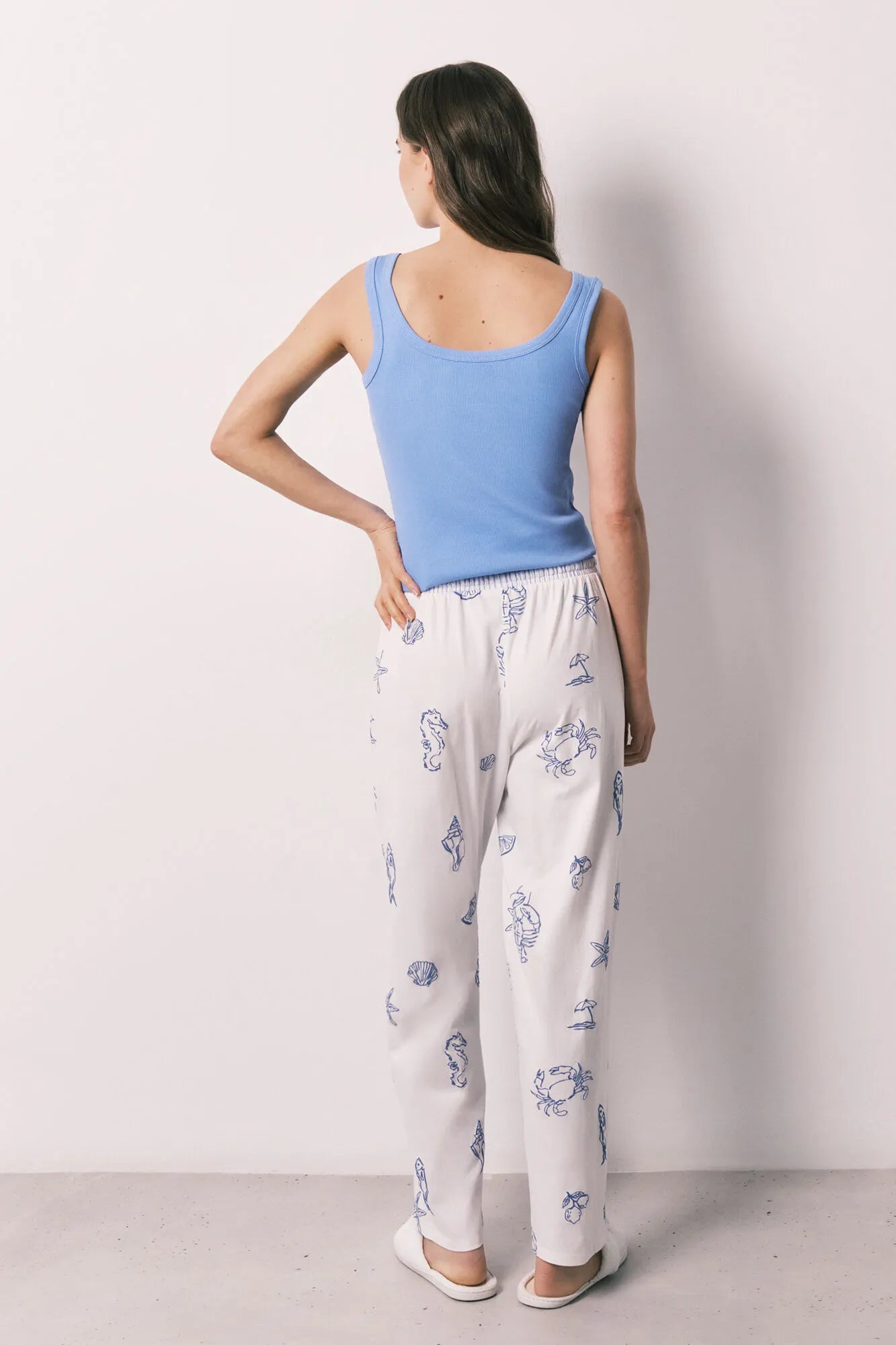 Women Secret Medium Blue Women Blue Cotton Long Pyjamas With Straps SKU: 3593064_13 Image 06