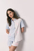 Women Secret Blue Print Women Cotton Short Classic Pyjamas With Knot SKU: 3593065_19 Image 01