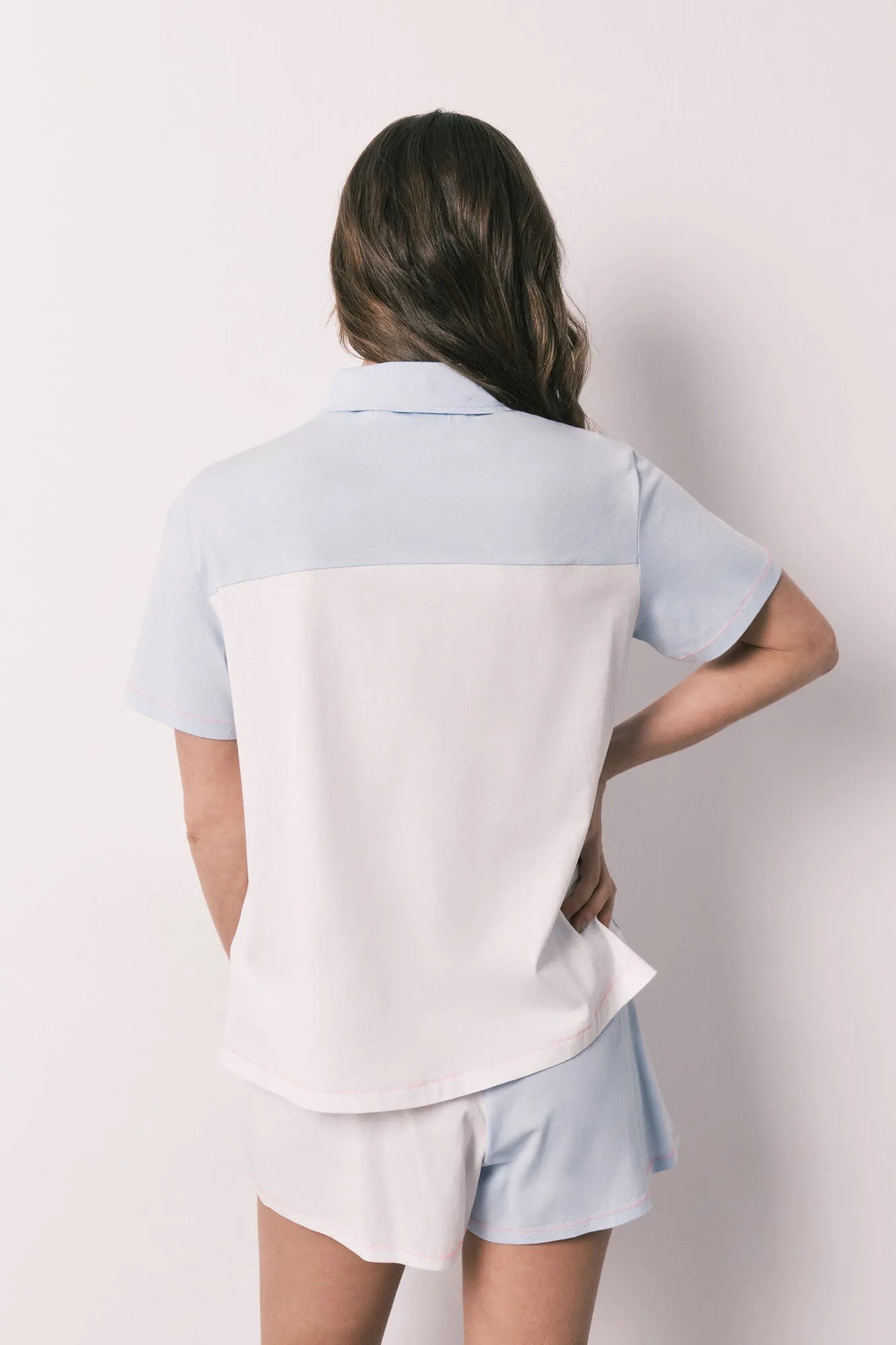 Women Secret Blue Print Women Cotton Short Classic Pyjamas With Knot SKU: 3593065_19 Image 05