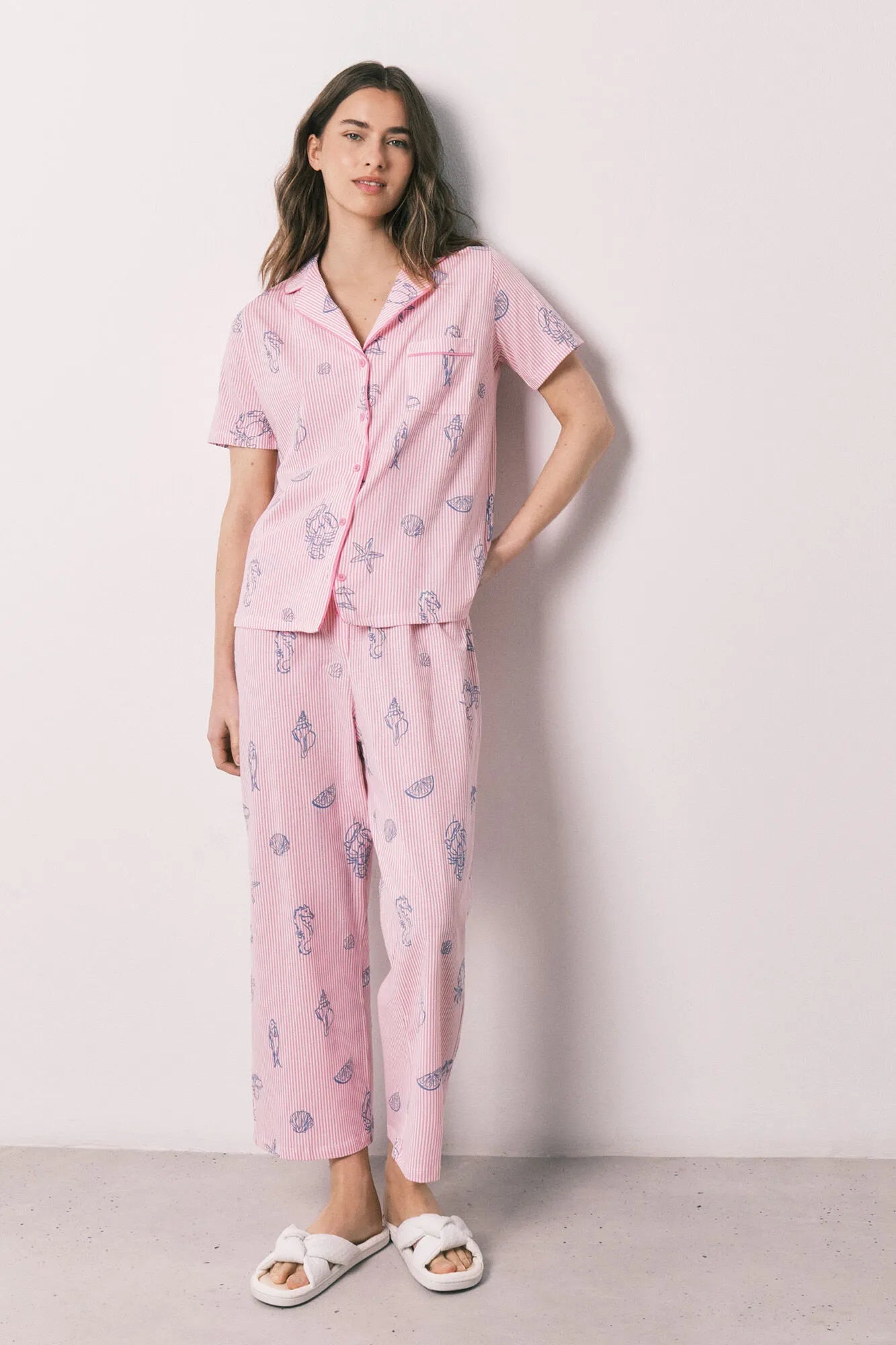 Women Secret Pink Women Pink Striped Cotton Classic Pyjamas SKU: 3593067_73 Image 02