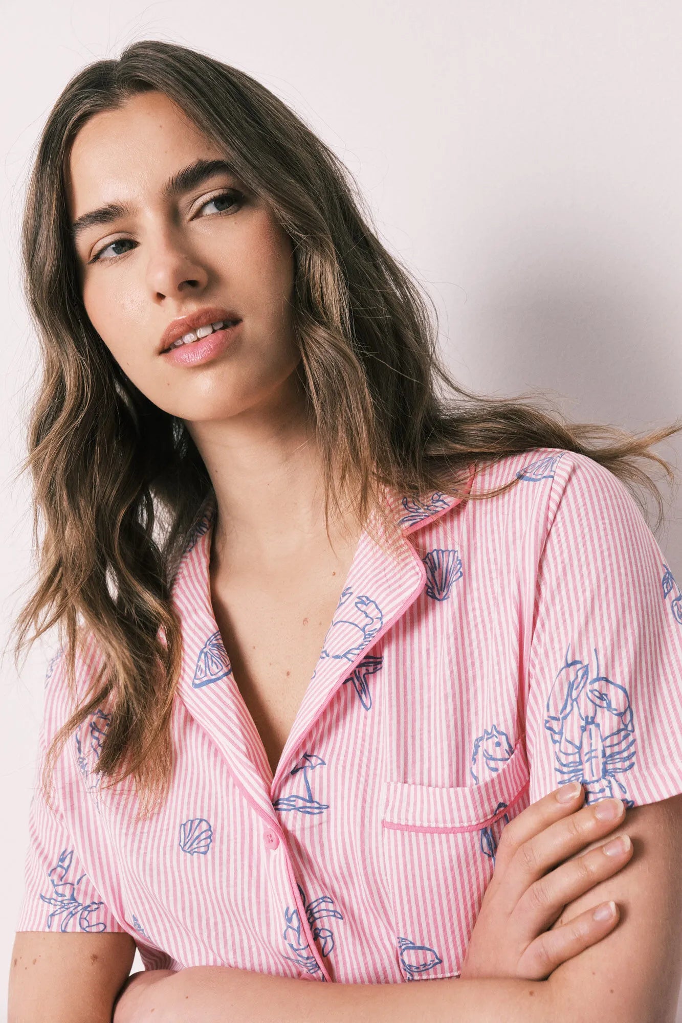 Women Secret Pink Women Pink Striped Cotton Classic Pyjamas SKU: 3593067_73 Image 03