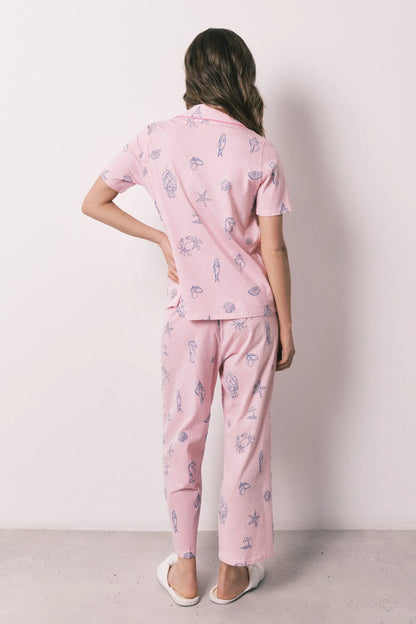 Women Secret Pink Women Pink Striped Cotton Classic Pyjamas SKU: 3593067_73 Image 05