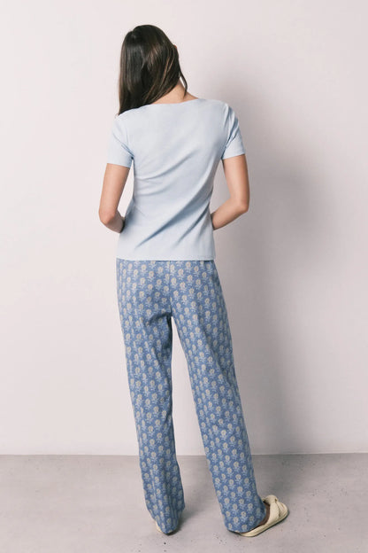 Women Secret Medium Blue Women Blue Cotton Short Sleeve Long Pyjamas SKU: 3593069_13 Image 05