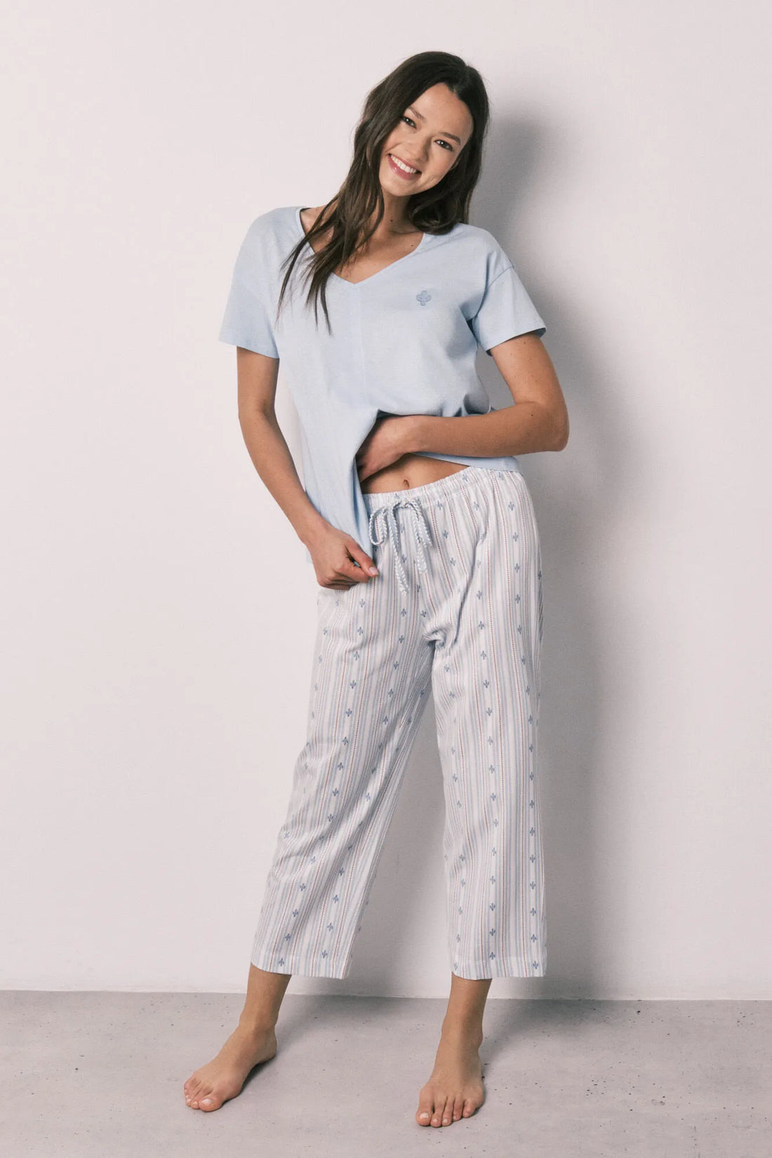 Women Secret Medium Blue Women Blue Cotton Capri Pyjamas SKU: 3593072_13 Image 01
