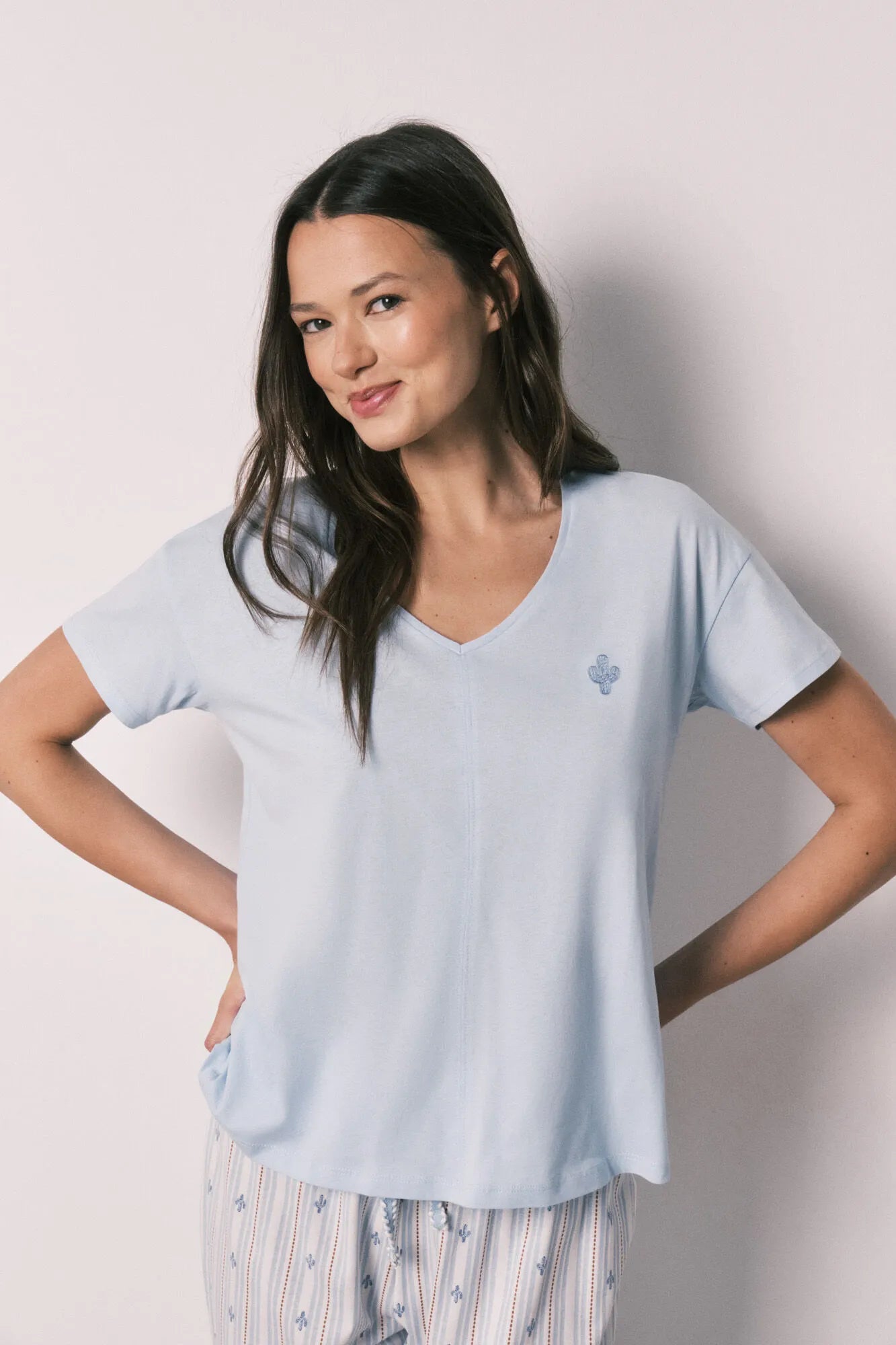 Women Secret Medium Blue Women Blue Cotton Capri Pyjamas SKU: 3593072_13 Image 03