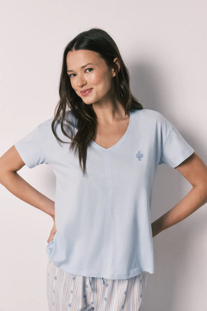 Women Secret Medium Blue Women Blue Cotton Capri Pyjamas SKU: 3593072_13 Image 03