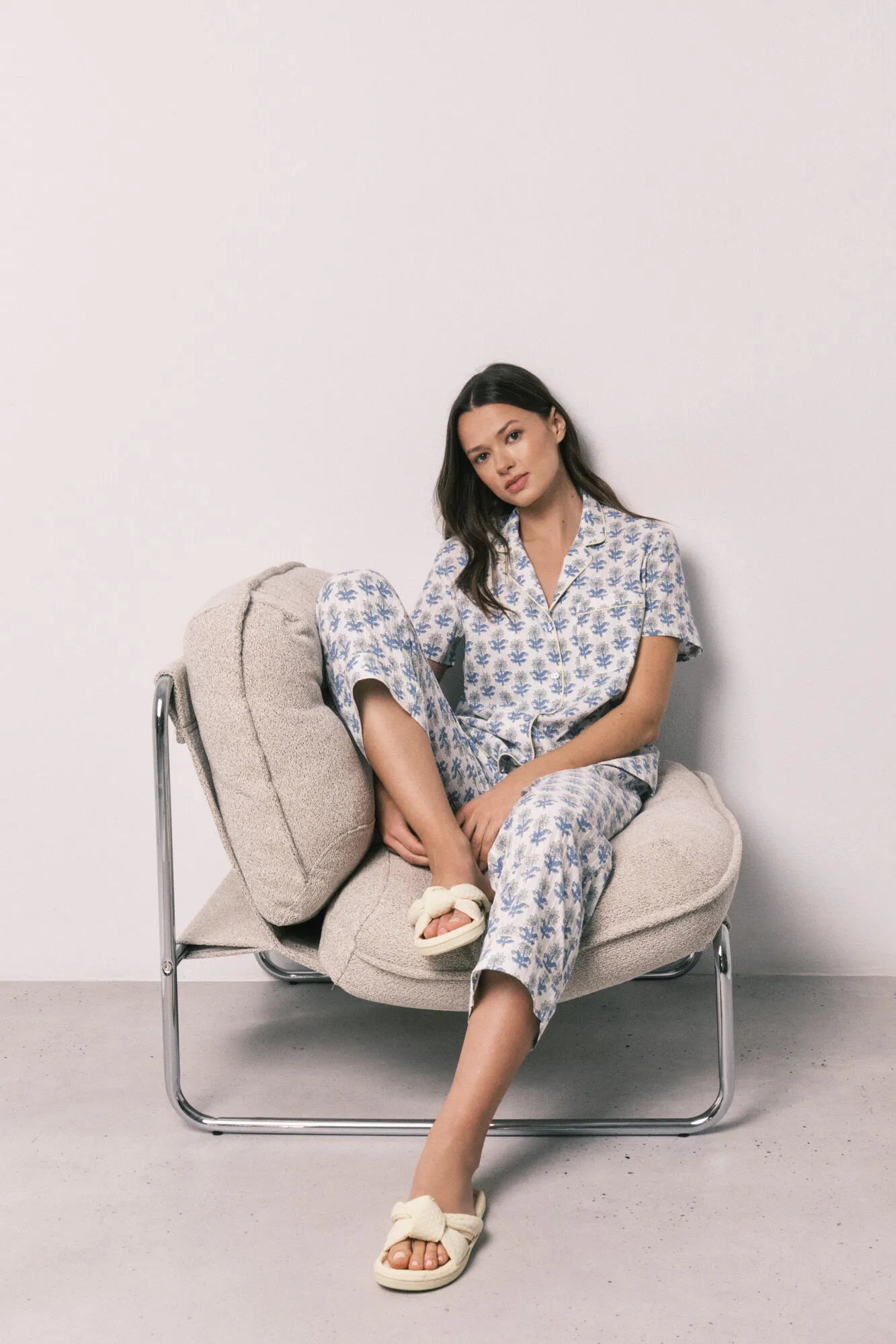 Women Secret Blue Print Women Printed Cotton Capri Pyjamas SKU: 3593078_19 Image 01