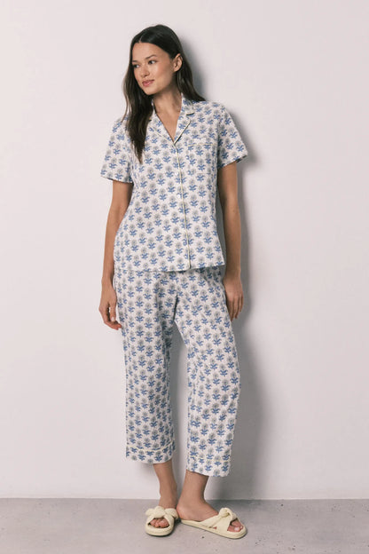 Women Secret Blue Print Women Printed Cotton Capri Pyjamas SKU: 3593078_19 Image 03
