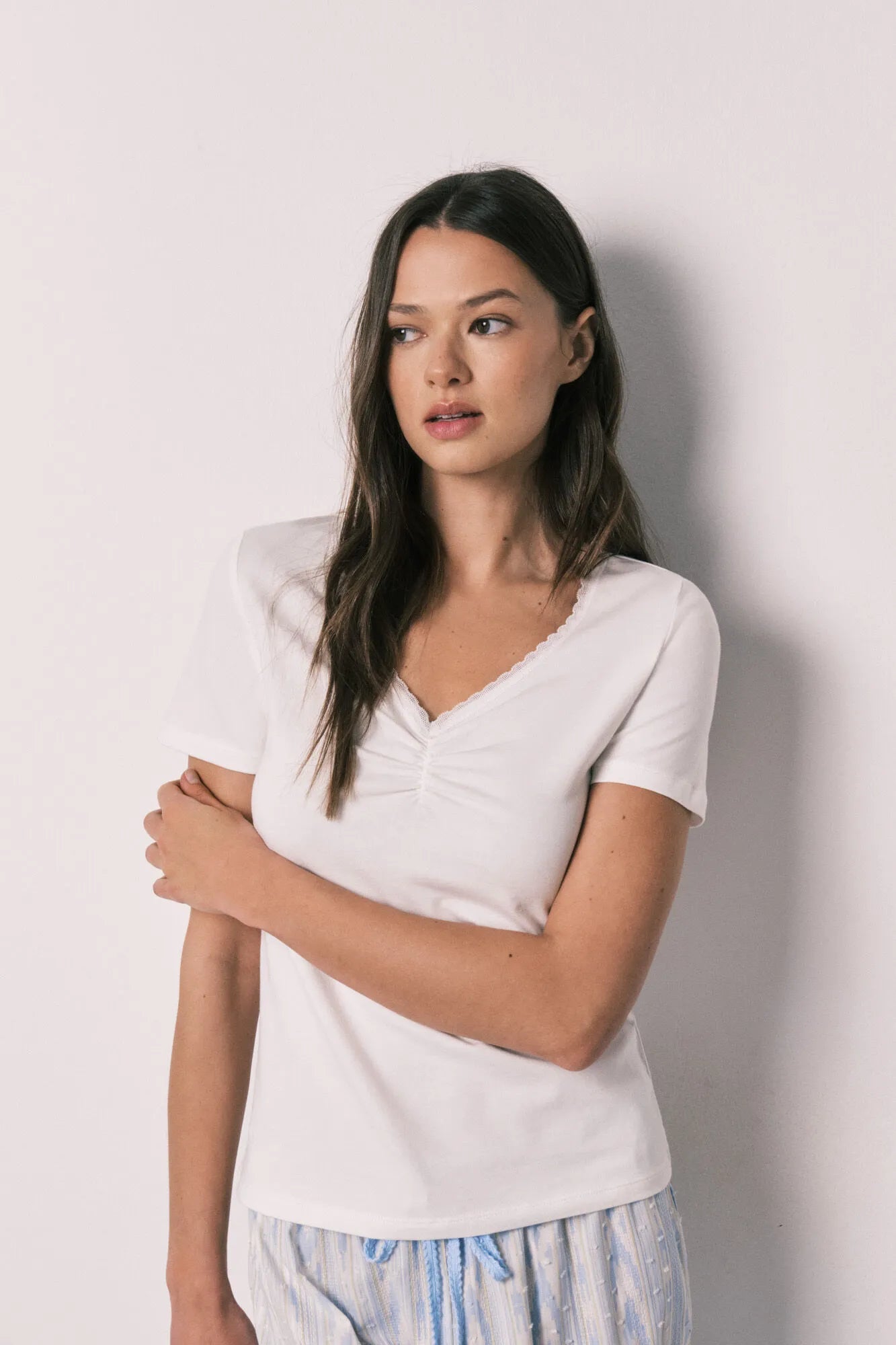 Women Secret Ivory Women Ivory Cotton Short Sleeve Long Pyjamas SKU: 3593079_96 Image 02