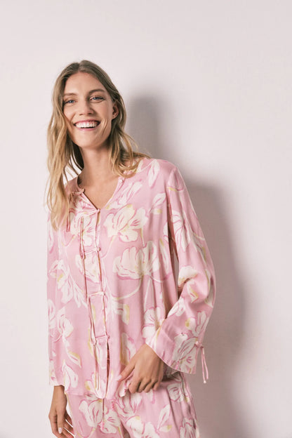 Women Secret Pink Women Oriental-Style Satin Long Pyjamas SKU: 3593083_73 Image 05