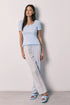 Women Secret Medium Blue Women Blue Cotton And Viscose Short Sleeve Long Pyjamas SKU: 3593087_12 Image 01