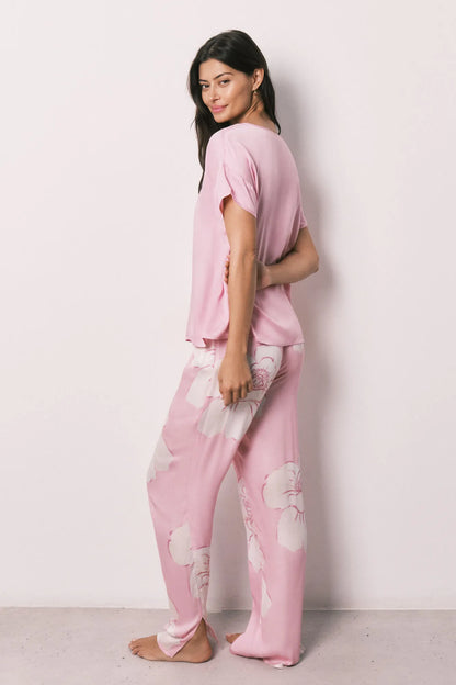 Women Secret Pink Women Pink Satin-Finish Short Sleeve Long Pyjamas SKU: 3593089_73 Image 06