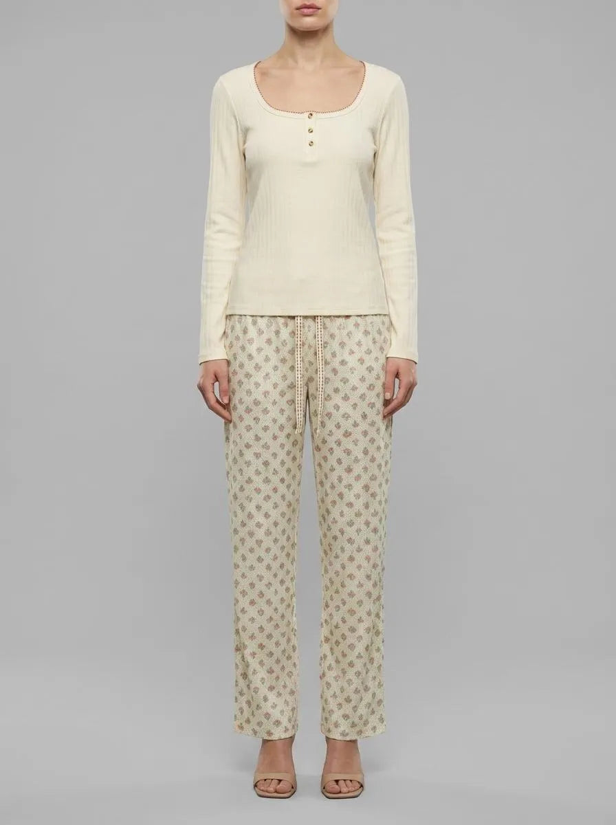 Women Secret_Ivory_Yellow Cotton Floral Print Long Pyjamas_3593958_96_00