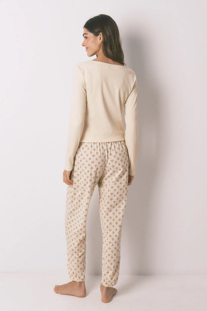 Women Secret_Ivory_Yellow Cotton Floral Print Long Pyjamas_3593958_96_06