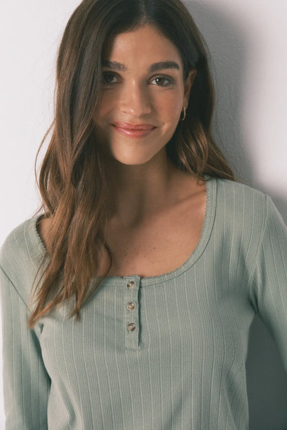 Women Secret_Green_Green Cotton Floral Print Long Pyjamas_3593959_22_04