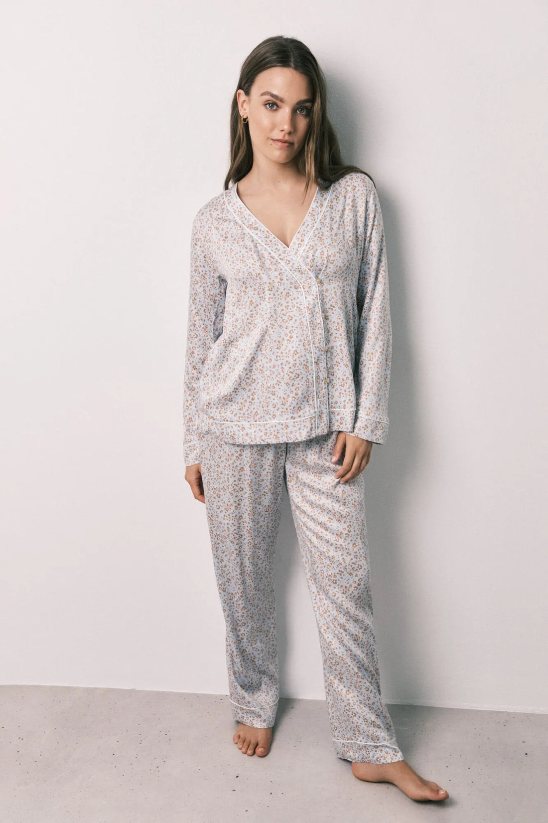 Women Secret Light Blue Women Floral Print Satin Long Pyjamas SKU: 3594725_16 Image 04