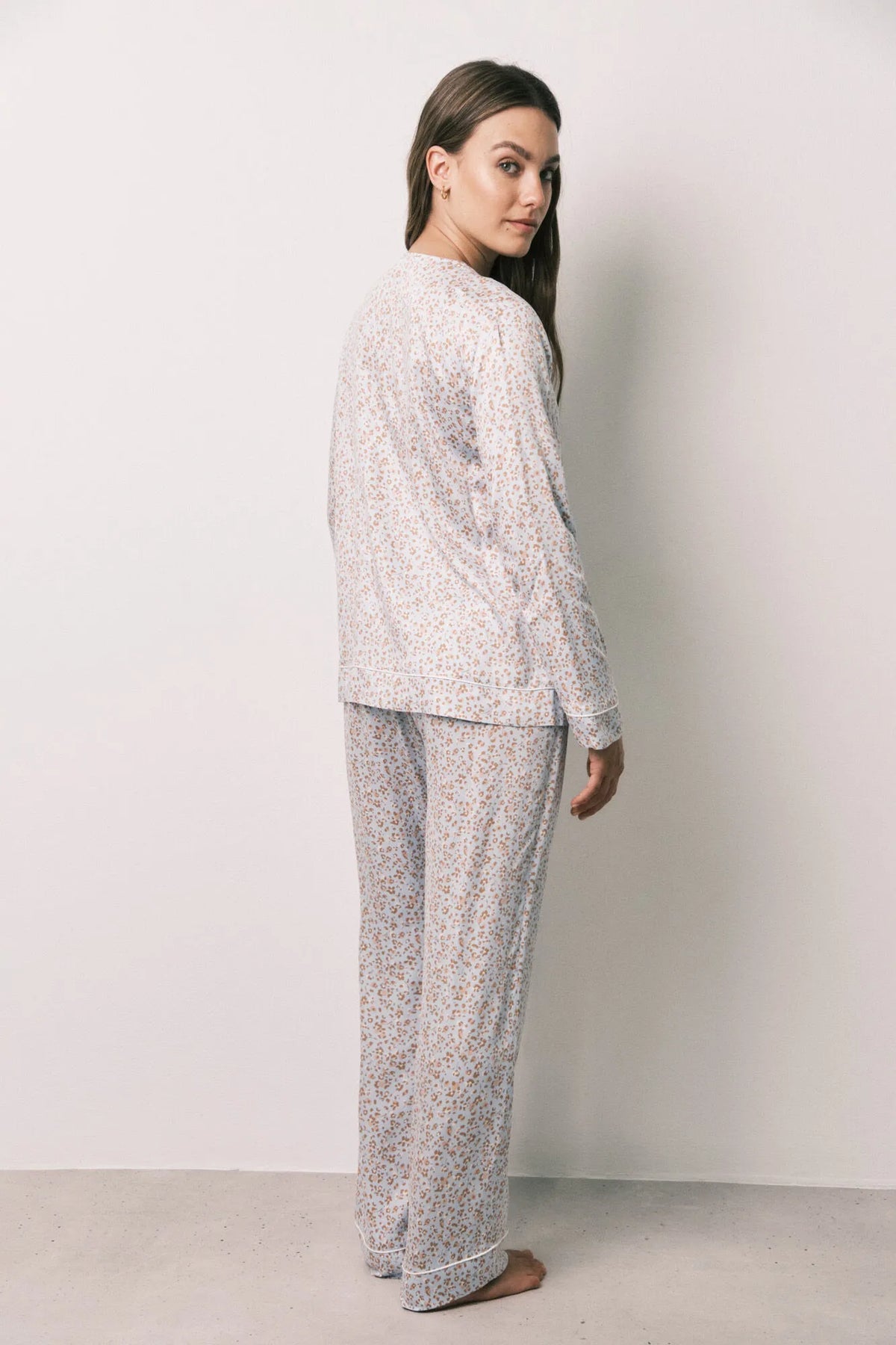 Women Secret Light Blue Women Floral Print Satin Long Pyjamas SKU: 3594725_16 Image 05