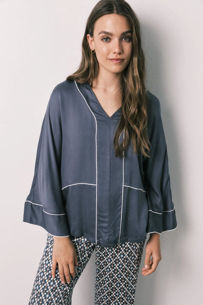 Women Secret Green Women Geometric Print Satin Long Pyjamas SKU: 3594727_24 Image 03