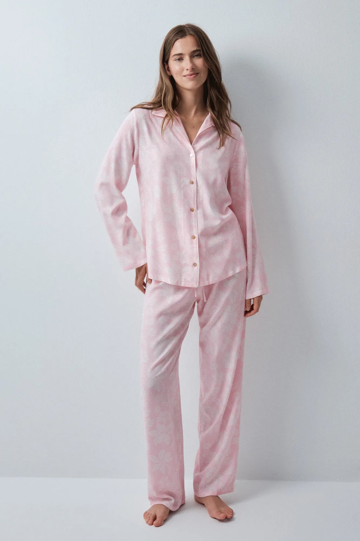 Women Secret Pink Women Bicolour Floral Print Classic Long Pyjamas SKU: 3594728_71 Image 03