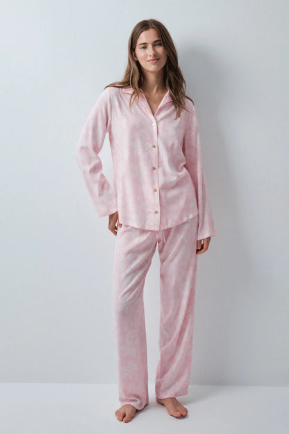 Women Secret Pink Women Bicolour Floral Print Classic Long Pyjamas SKU: 3594728_71 Image 03