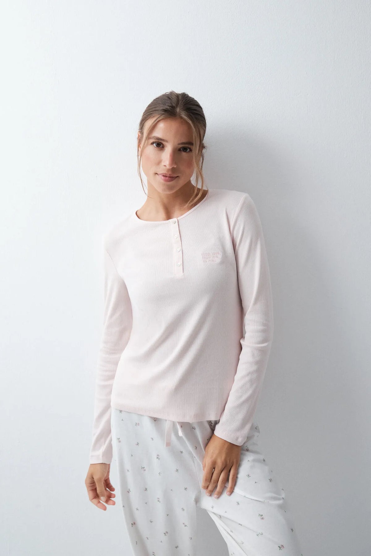 Women Secret Pink Women Light Pink Cotton Floral Long Pyjamas SKU: 3594739_71 Image 04