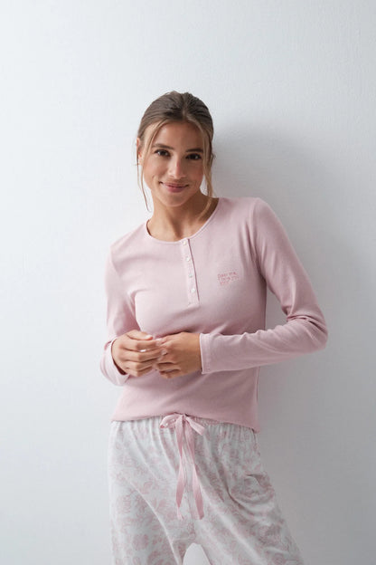 Women Secret Pink Women Pink Cotton Floral Long Pyjamas SKU: 3594740_71 Image 04