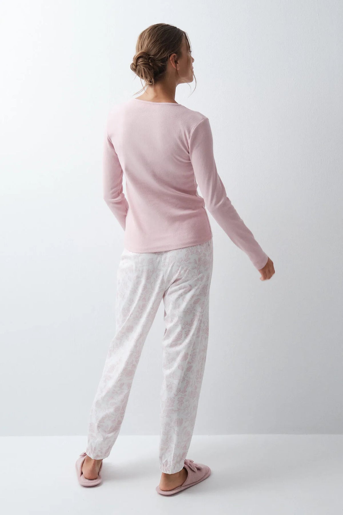 Women Secret Pink Women Pink Cotton Floral Long Pyjamas SKU: 3594740_71 Image 05