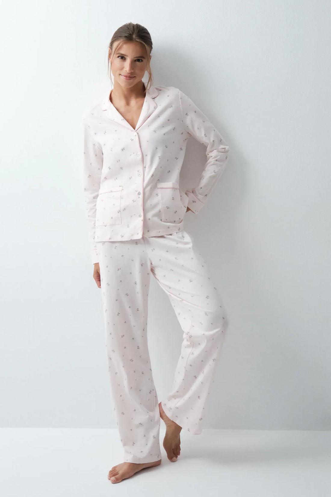 Women Secret Pink Women Floral Cotton Classic Pyjamas SKU: 3594742_71 Image 01